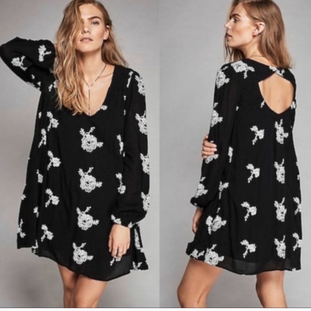 Free People Emma Swing Floral Embroidered Dress